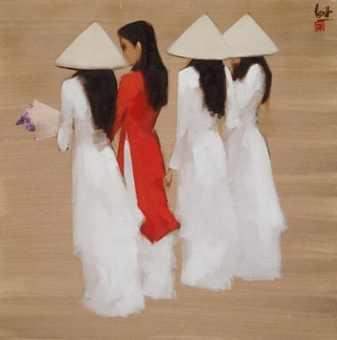Schoolgirls - Nguyen Thanh Binh. Bron: Hethuisvandevietnamesekunst